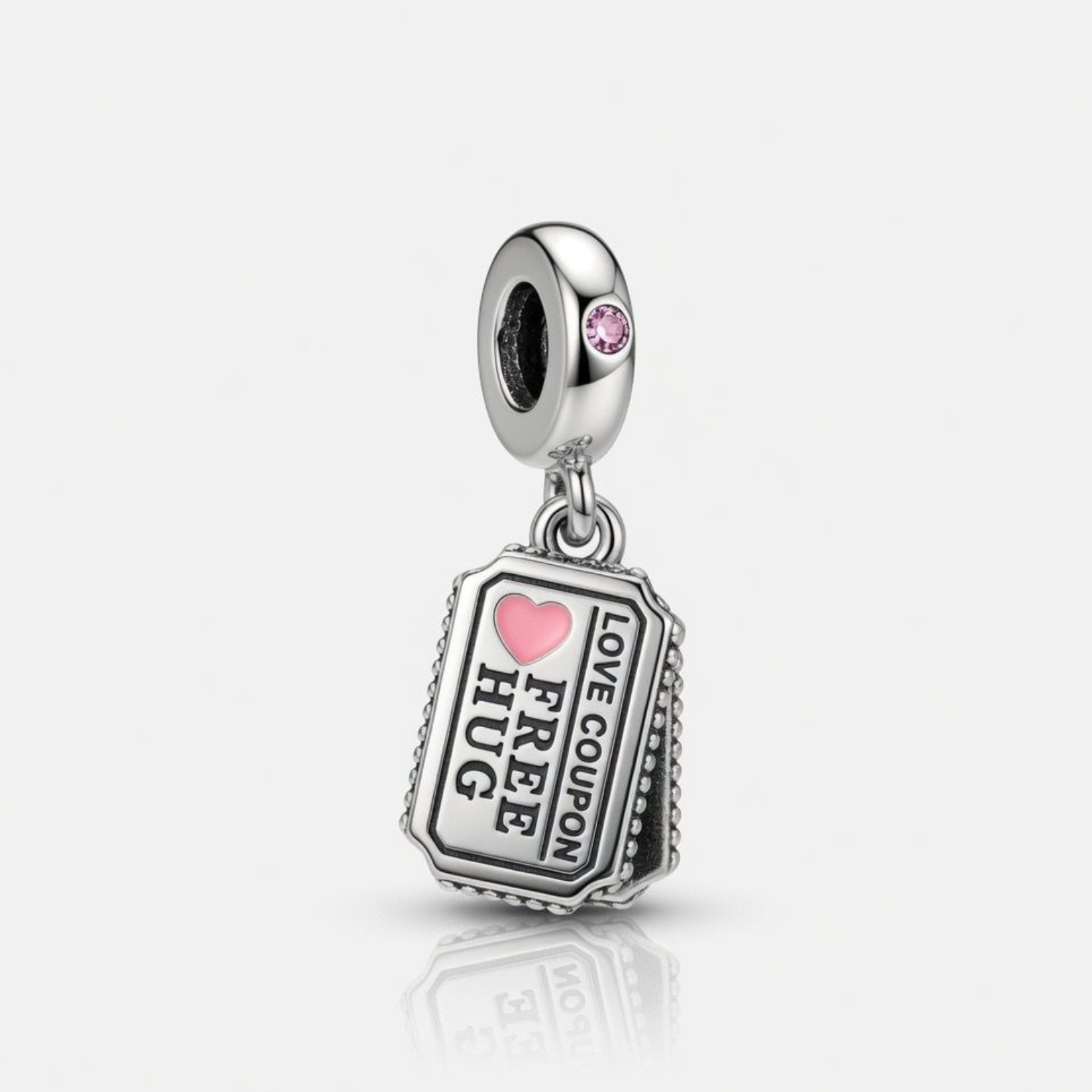 925 Silver "Love Coupon: Free Hug" Ticket Dangle Charm