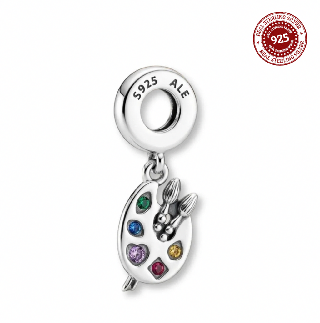 Artist's Palette & Paintbrush Dangle Charm