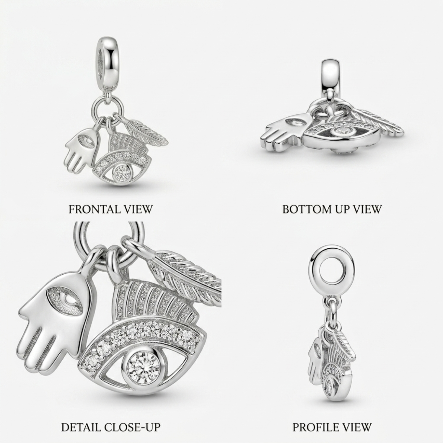 925 Silver Spiritual Protection Triple Dangle Charm