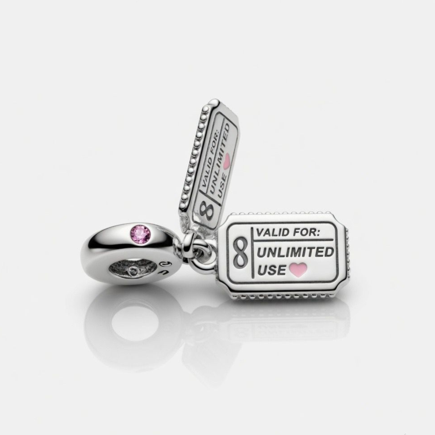 925 Silver "Love Coupon: Free Hug" Ticket Dangle Charm
