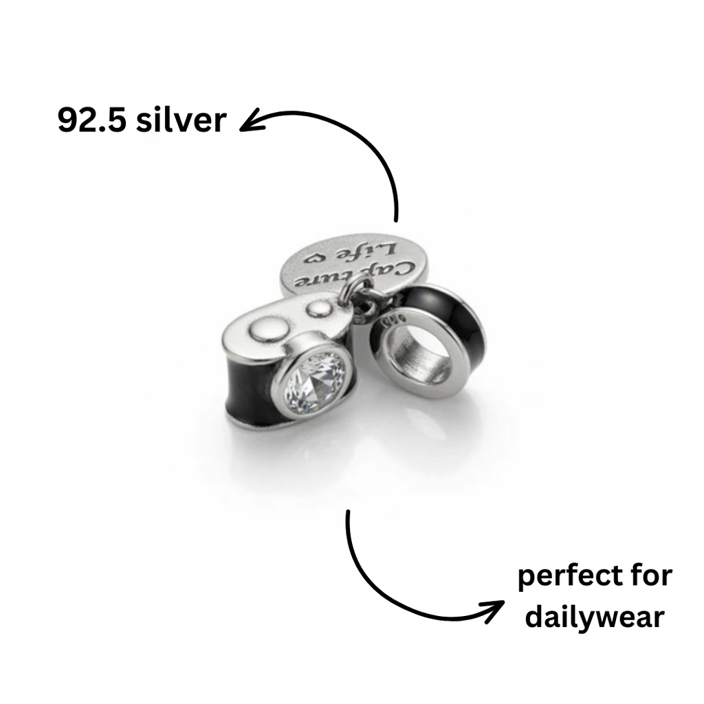 "Capture Life" Camera Triple Dangle Charm