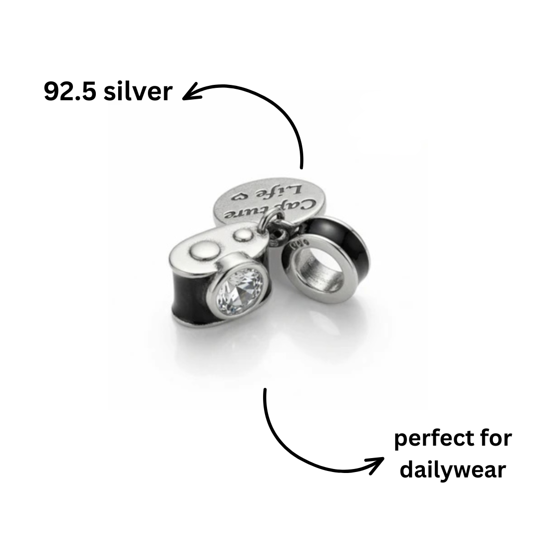 "Capture Life" Camera Triple Dangle Charm