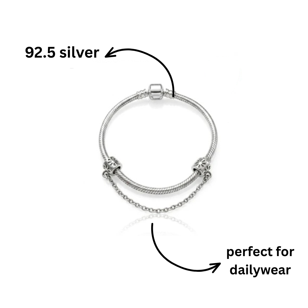Floral Square Safety Chain Bracelet Charm