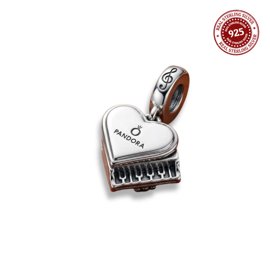 Melodic Grand Piano Heart Charm