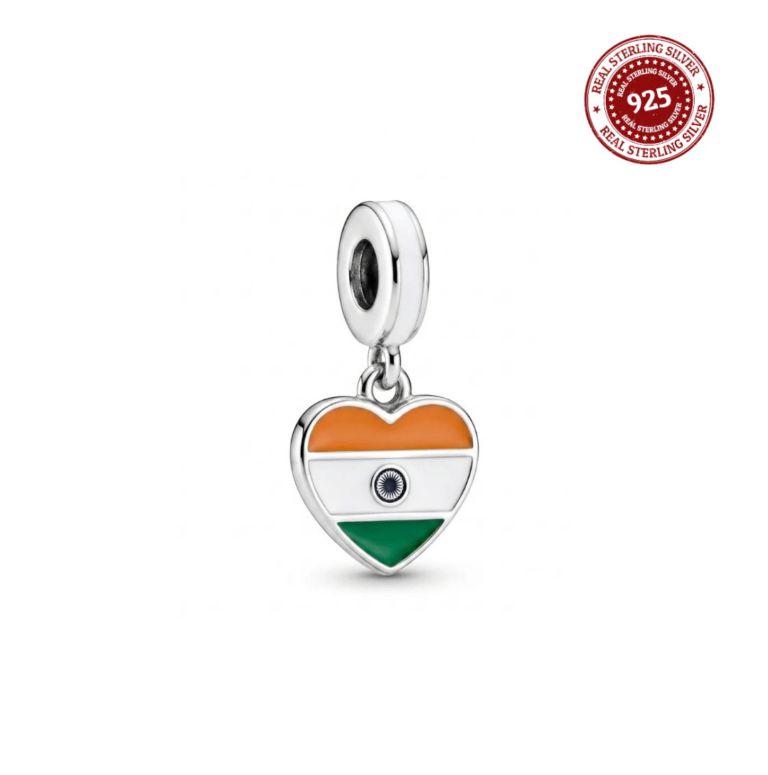 India Heart Tricolour Dangle Charm