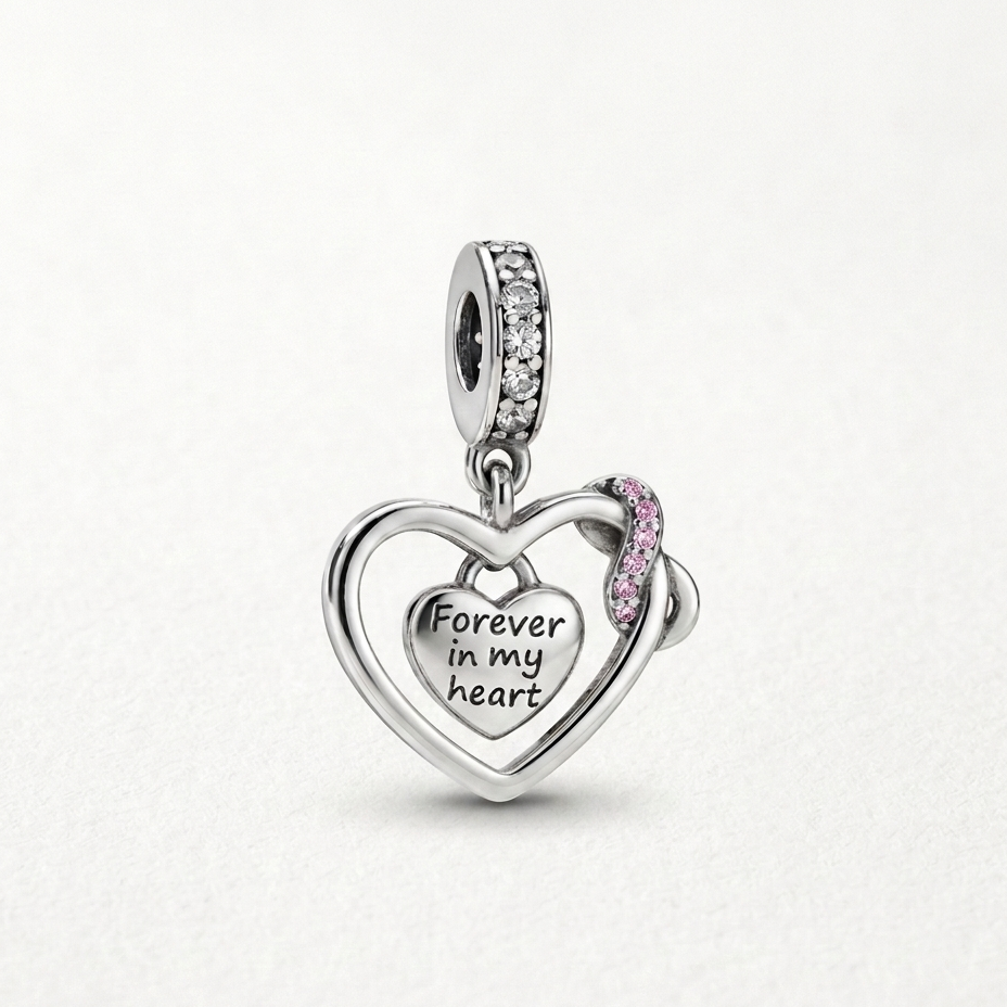925 Silver "Forever in my Heart" Infinity Bond Charm