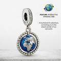 925 Silver Spinning World Globe Charm