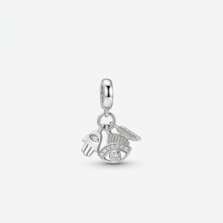 925 Silver Spiritual Protection Triple Dangle Charm