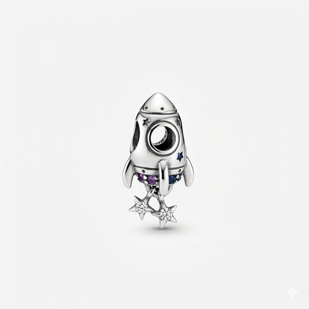 925 Silver Stellar Voyage Rocket Charm