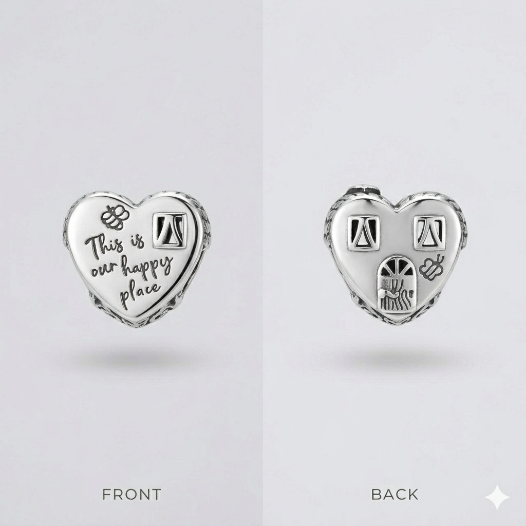 Happy Place Heart 925 Silver Charm