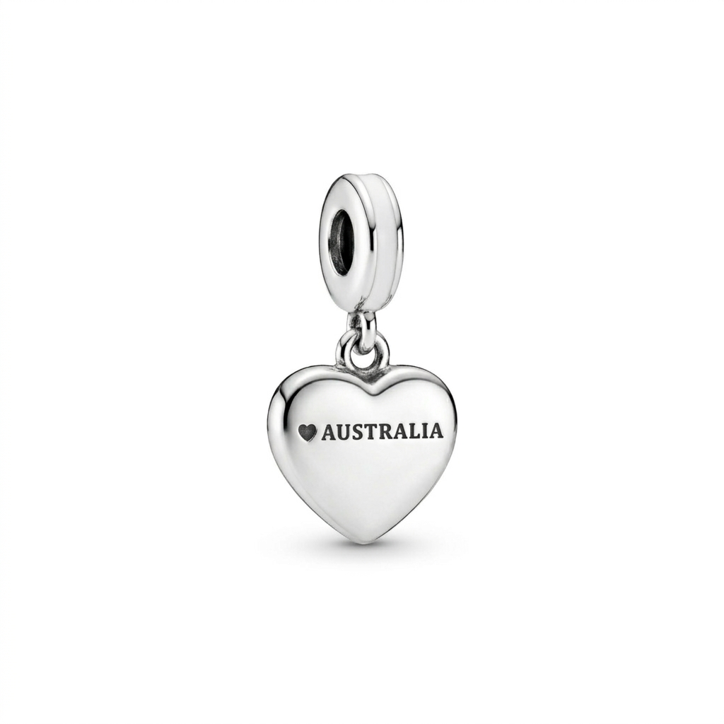925 Silver Australia Heart Travel Dangle Charm