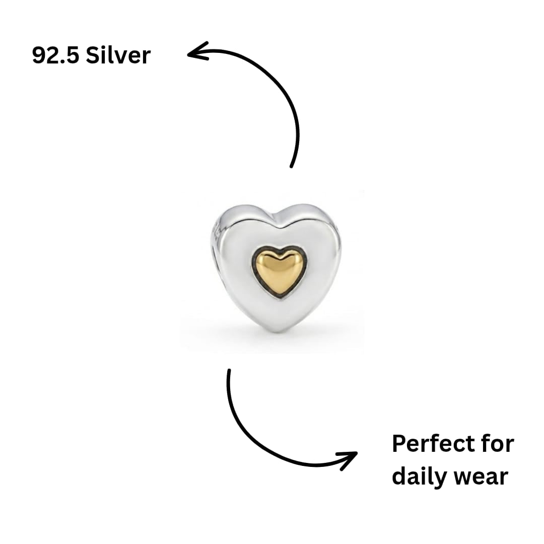 Two-Tone Heart Charm – “Happy Anniversary” Engraved