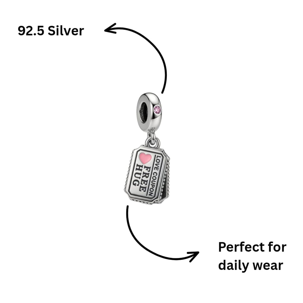 "Love Coupon: Free Hug" Ticket Dangle Charm