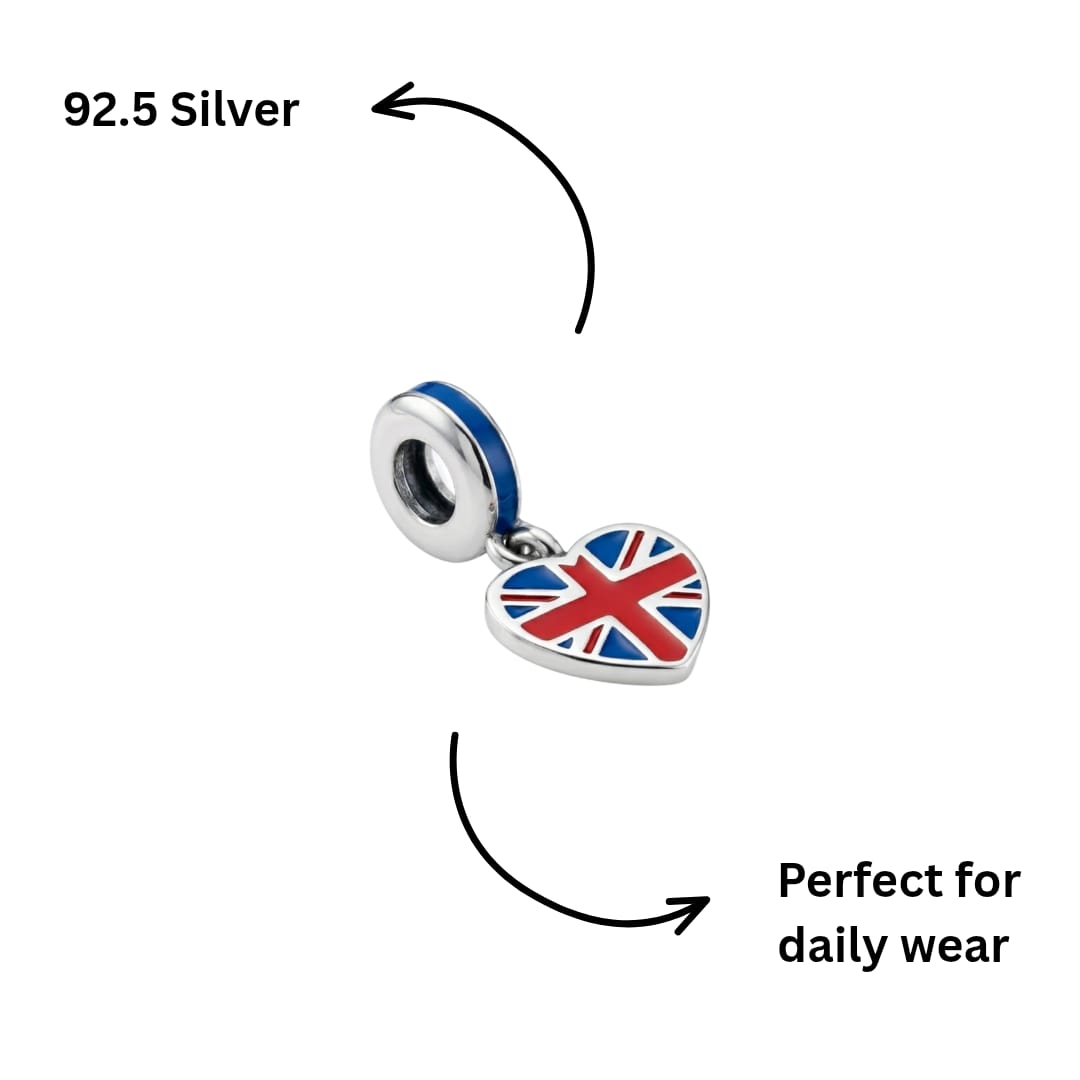 UK Heart Union Jack Dangle Charm