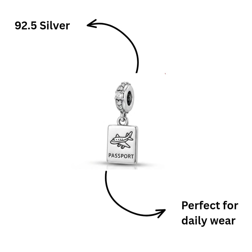 CZ Passport & Airplane Dangle Charm