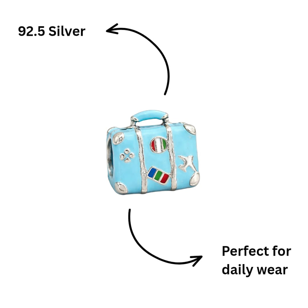 Classic Blue Travel Suitcase Charm