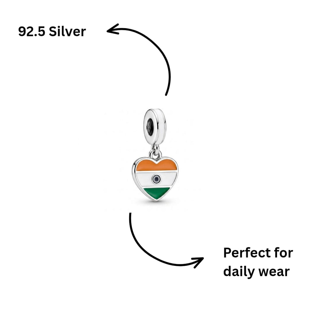India Heart Tricolour Dangle Charm