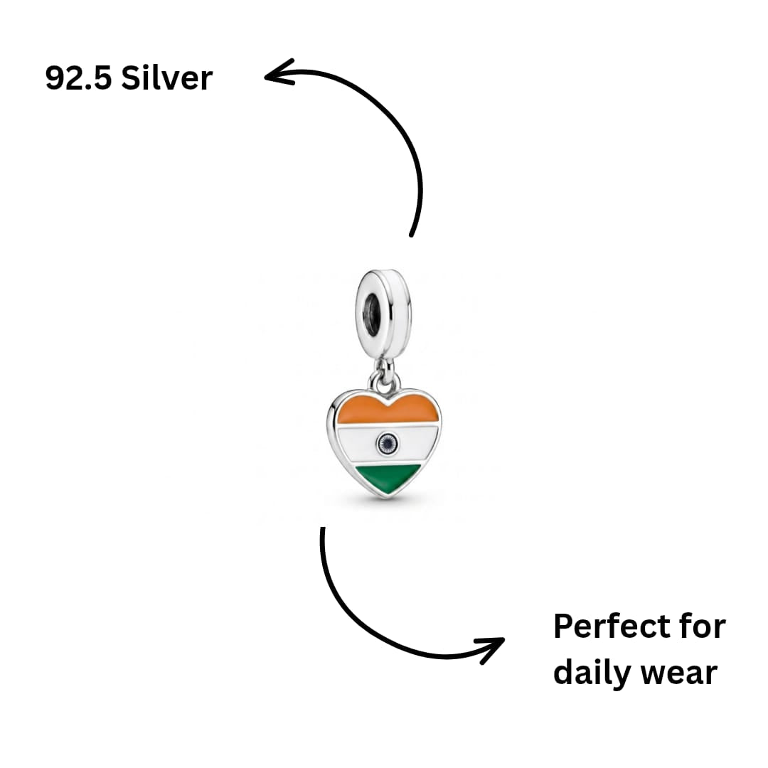 India Heart Tricolour Dangle Charm