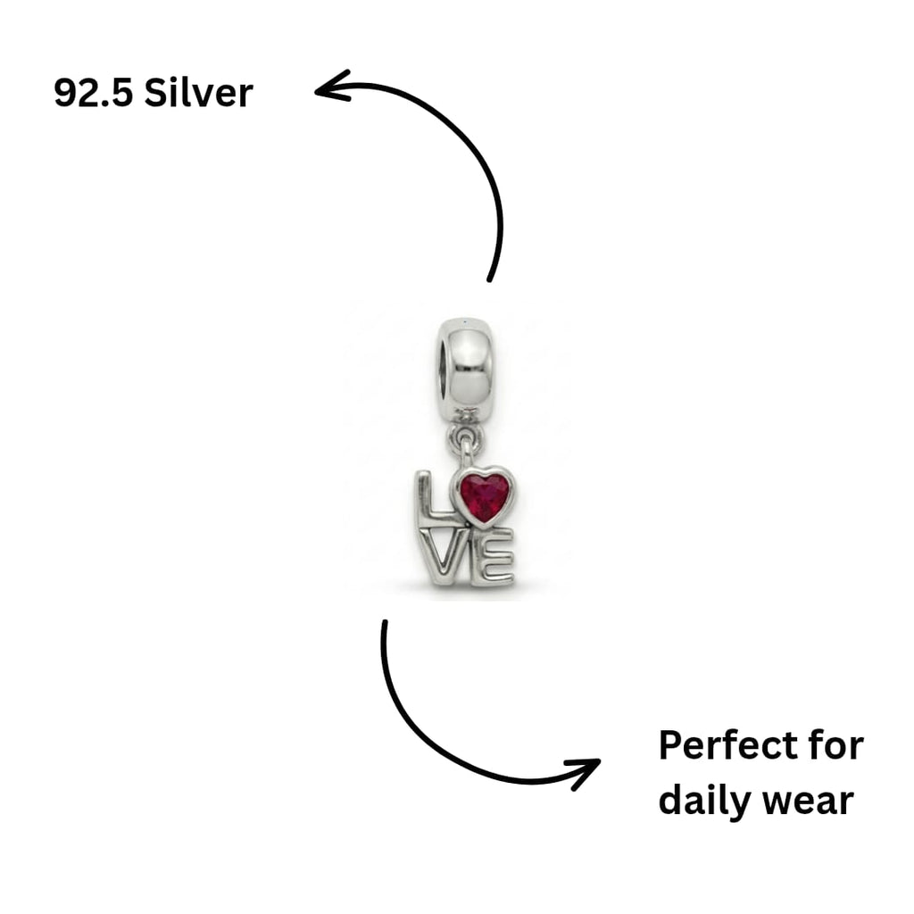 LOVE Charm with Heart Stone
