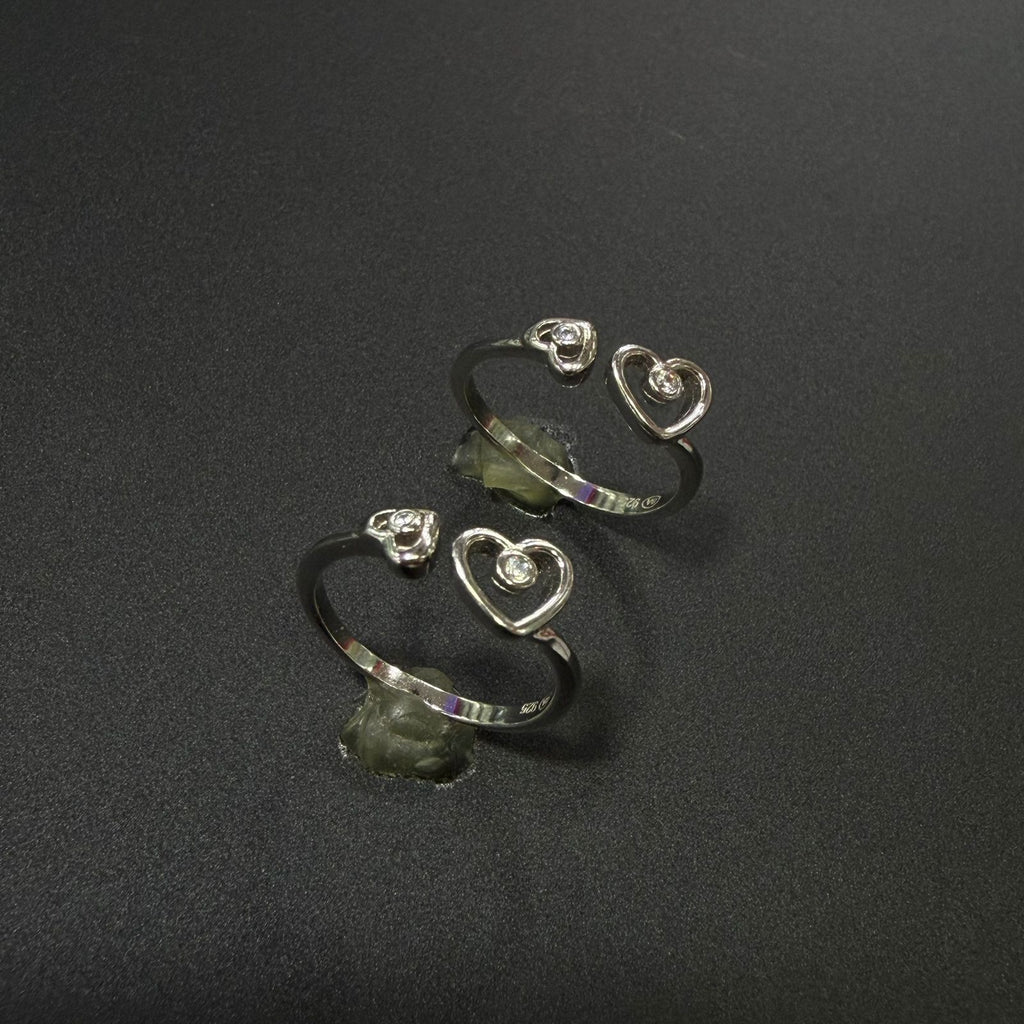 Twin Heart Open-Cuff 925 Silver Toe Ring