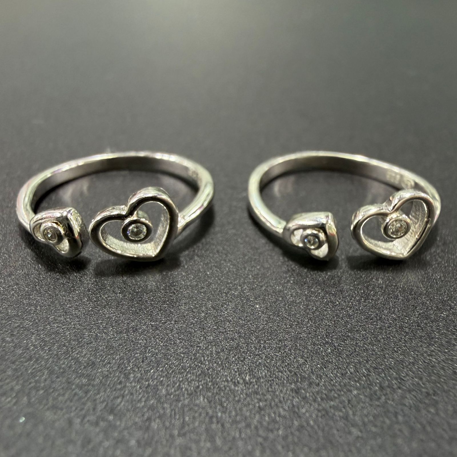 Twin Heart Open-Cuff 925 Silver Toe Ring