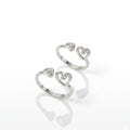 Twin Heart Open-Cuff 925 Silver Toe Ring
