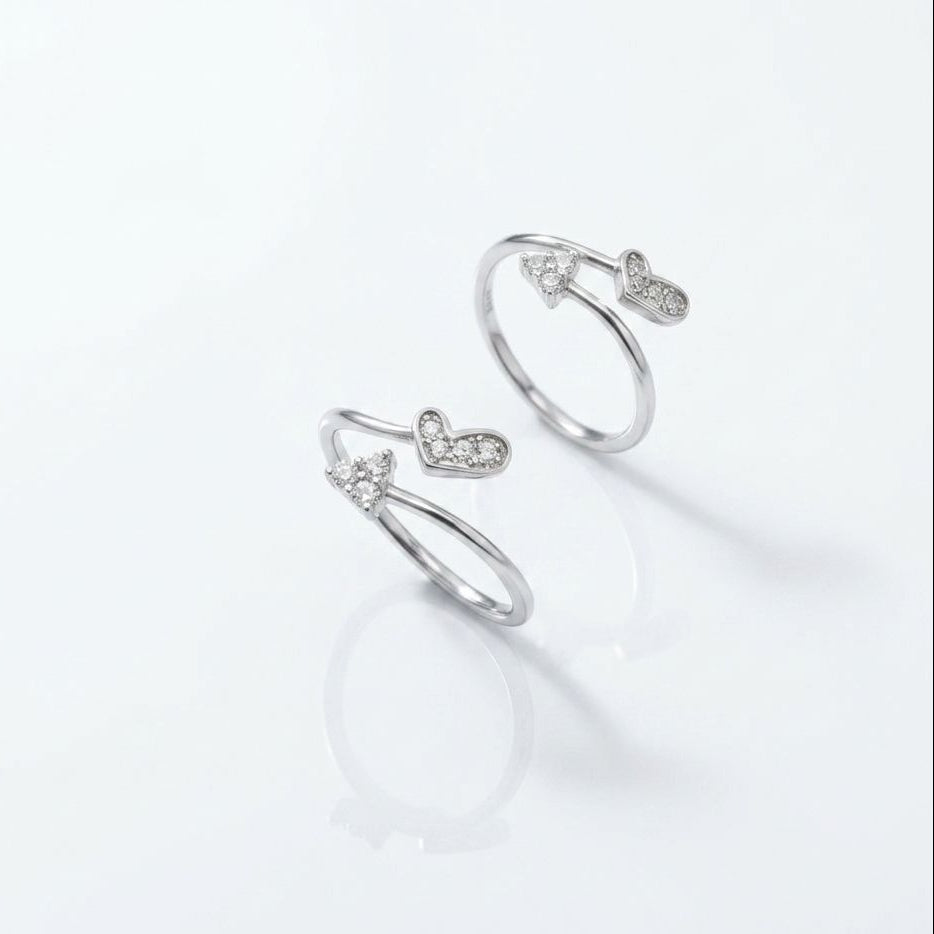 Shimmering Heart & Arrow Bypass Jodvi 925 Silver Toe Ring