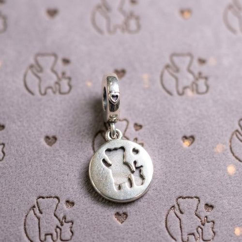 Teddy Bear Pink Disc Dangle Charm
