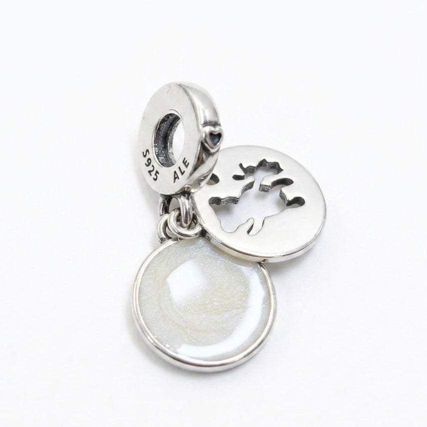 Teddy Bear Pink Disc Dangle Charm