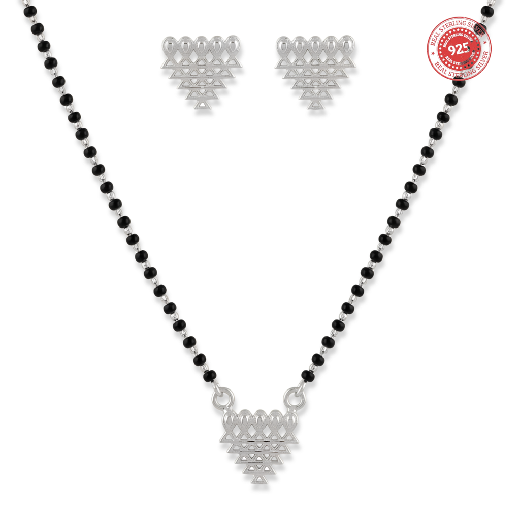 925 Silver Saraswati Veena Mangalsutra Set | Optional Earrings Available