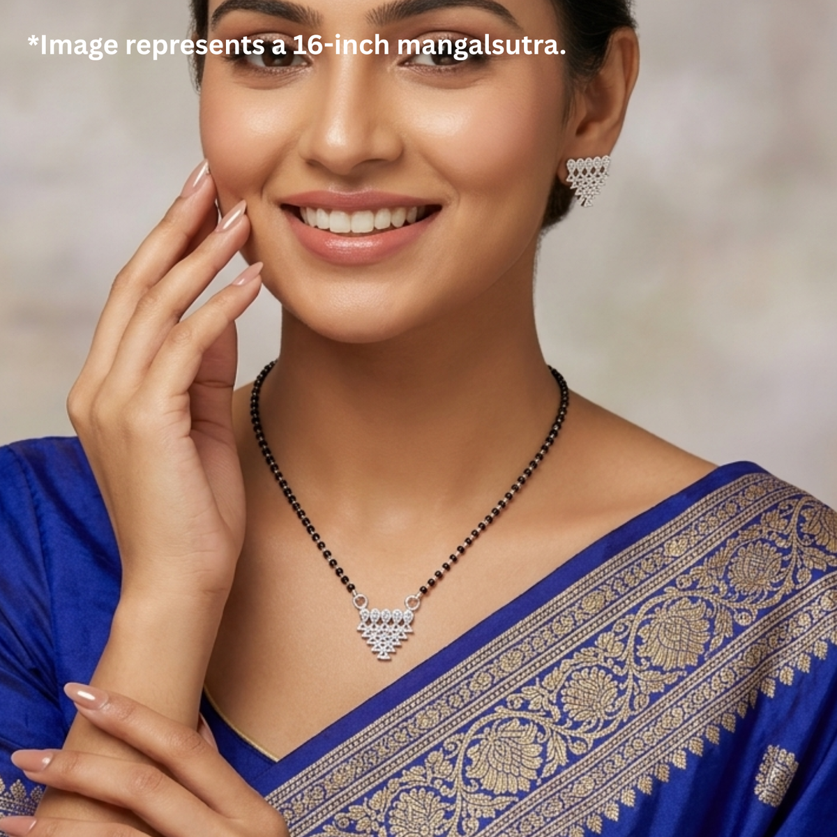 925 Silver Saraswati Veena Mangalsutra Set | Optional Earrings Available