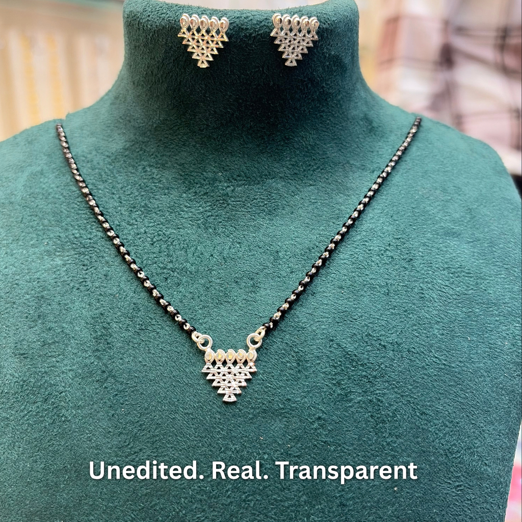 925 Silver Saraswati Veena Mangalsutra Set | Optional Earrings Available