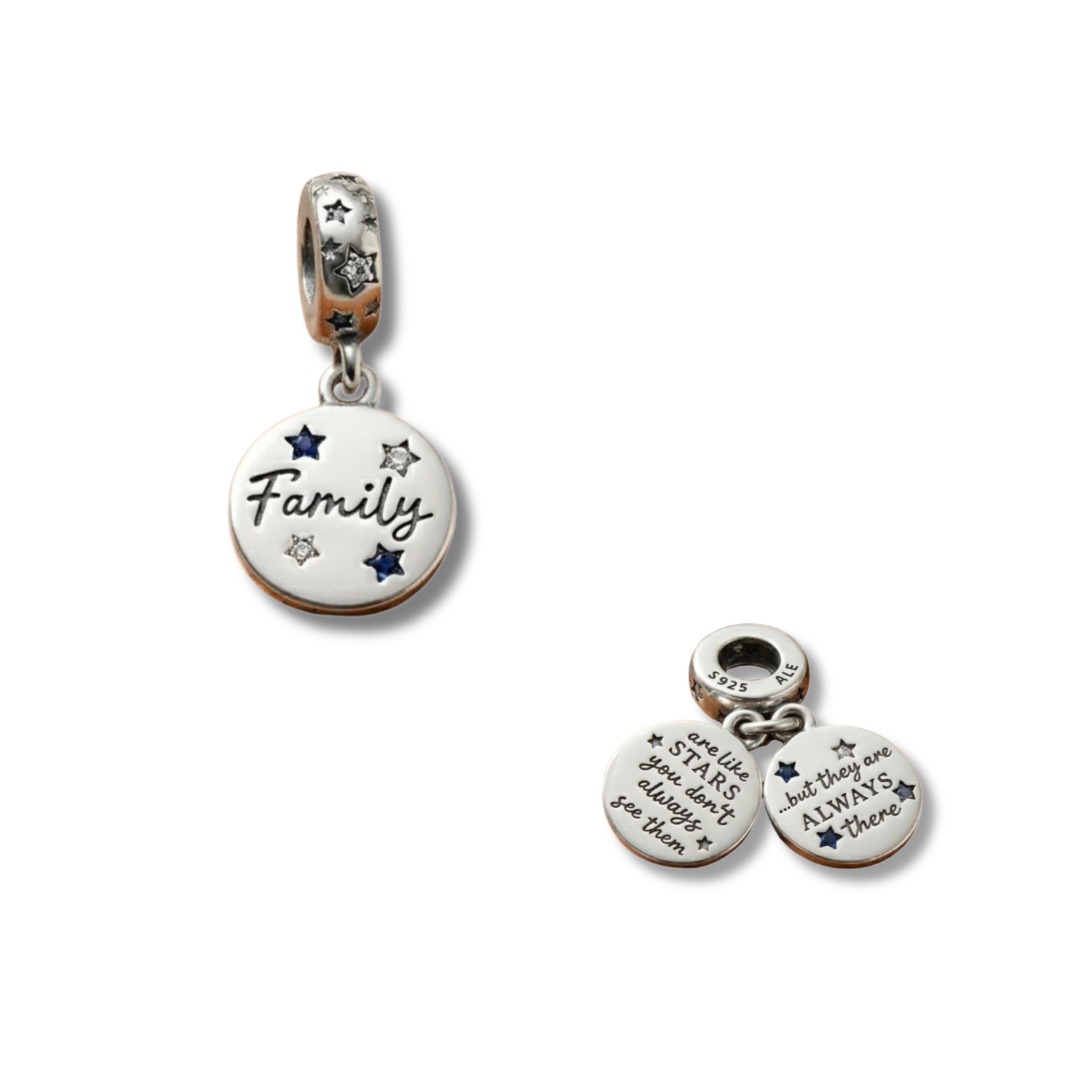 925 Silver Family Constellation Double Dangle Charm