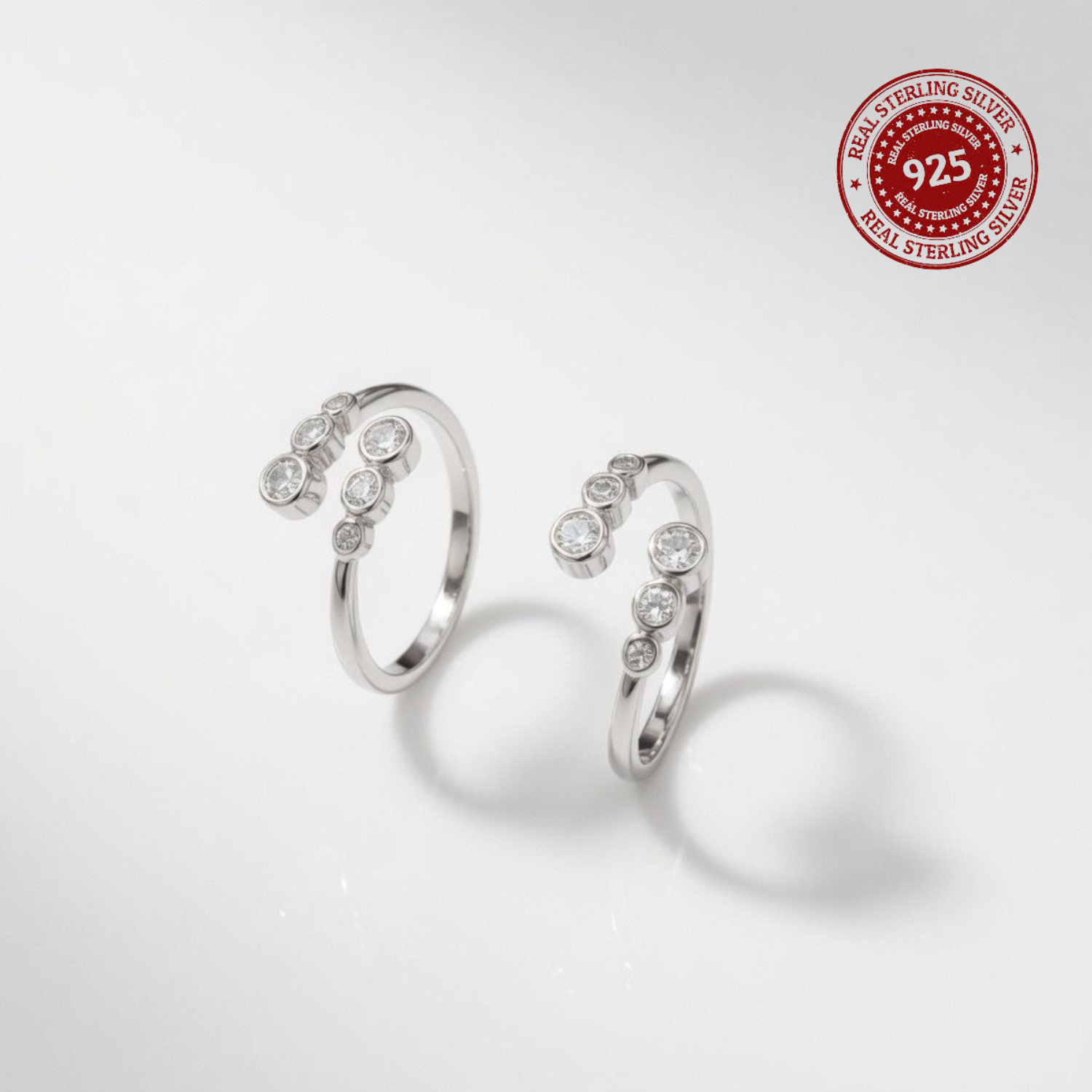Sparkling Stones Adjustable 925 Silver Toe Ring