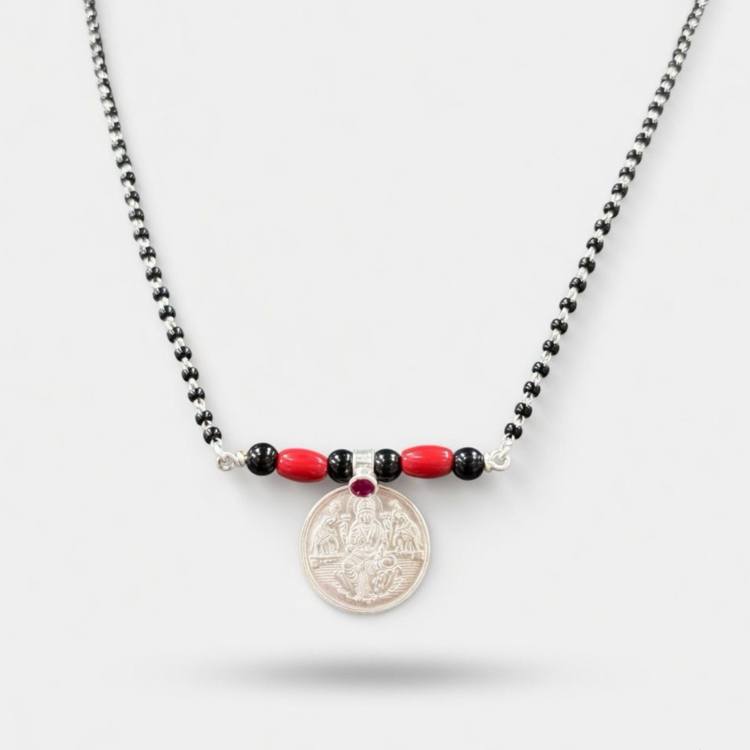 Laxmi Pendant 925 Silver Mangalsutra