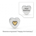 925 Silver Two-Tone Heart Charm – “Happy Anniversary” Engraved