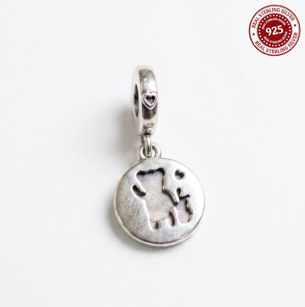 Teddy Bear Pink Disc Dangle Charm