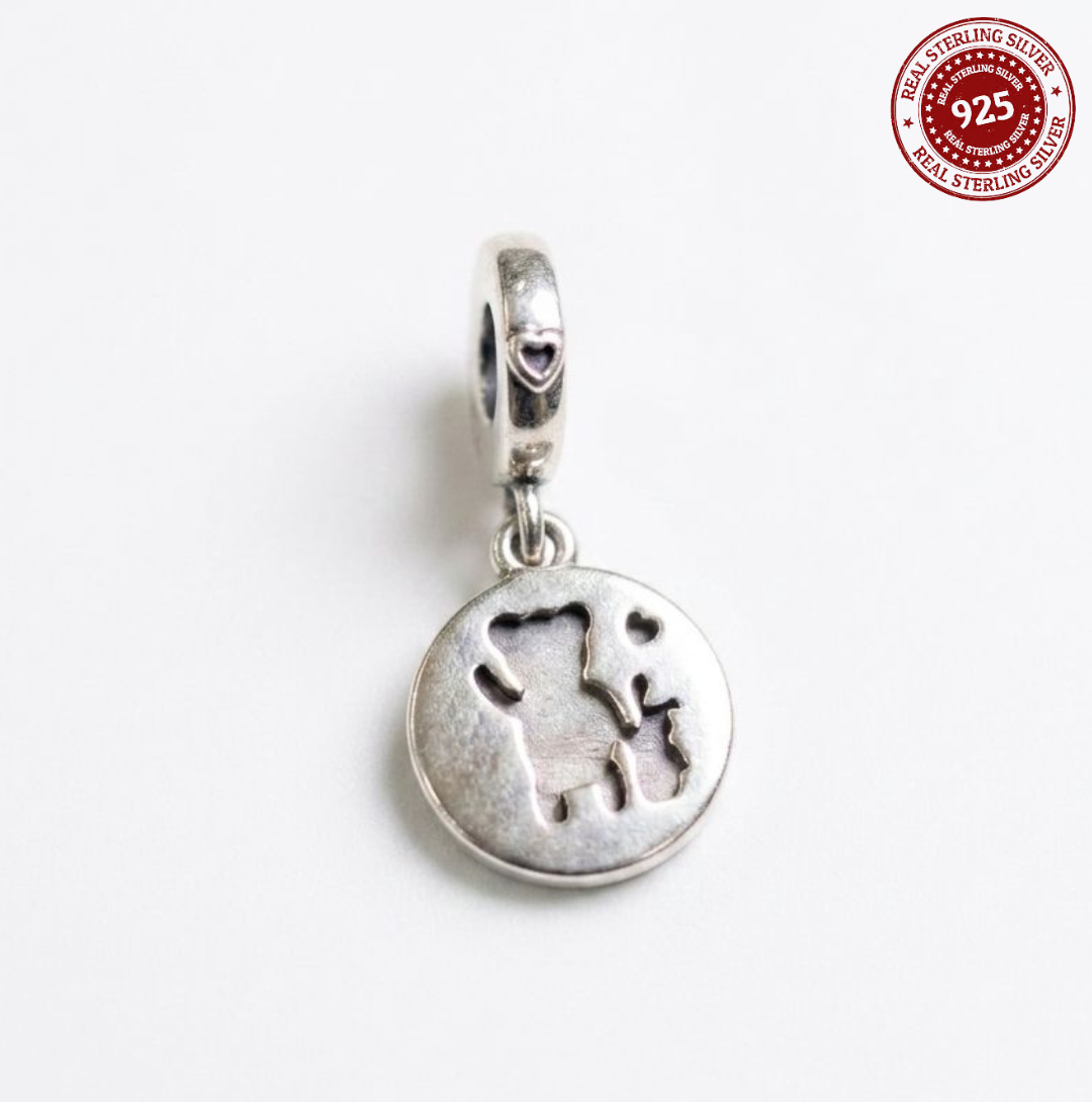 Teddy Bear Pink Disc Dangle Charm