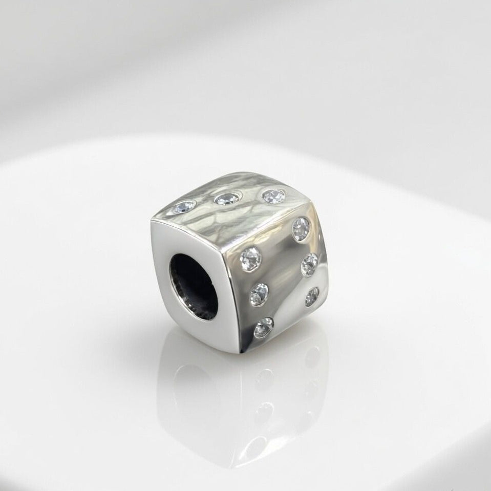 925 Silver "Game Night" Shimmering Dice Charm